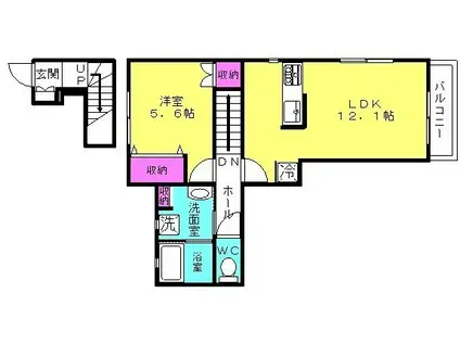 エスペランサI(1LDK/2階)の間取り写真