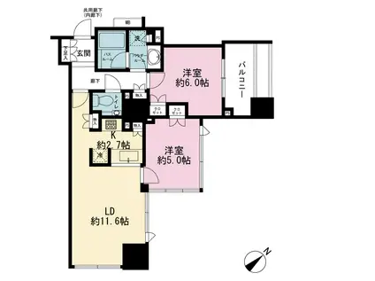シティタワー池袋ウエストゲート(2LDK/17階)の間取り写真