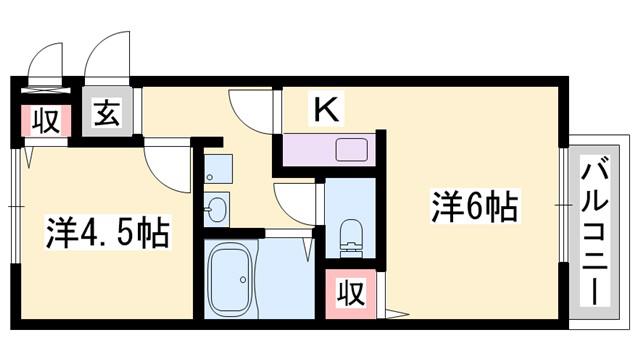 サンライフ・アイA棟(2K/1階)の間取り写真