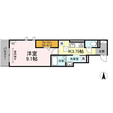 ライム ライト 岐阜(1K/1階)の間取り写真