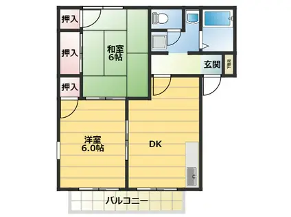 タウンコート守口(2DK/1階)の間取り写真
