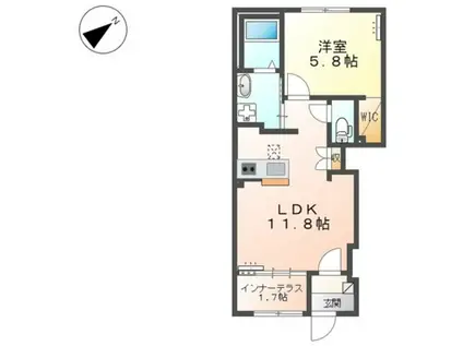 クレ・ド・ボヌールII(1LDK/1階)の間取り写真