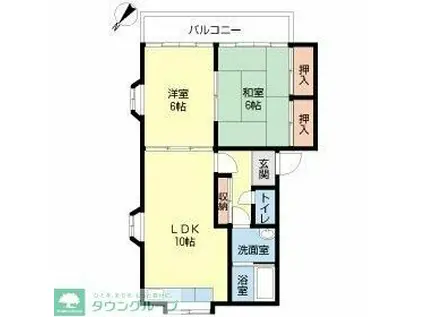 貸アパート 春日部市中央2丁目(2LDK/1階)の間取り写真