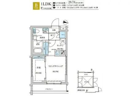 WEAVE BASE -OJI KAMIYA 王子神谷(1LDK/5階)の間取り写真
