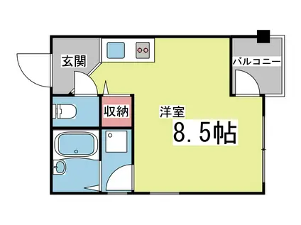 KYコート(ワンルーム/1階)の間取り写真