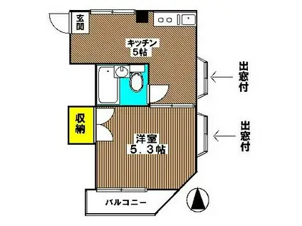 コーポ塩島(1K/3階)の間取り写真