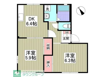 リブレス朝霞B(2DK/1階)の間取り写真