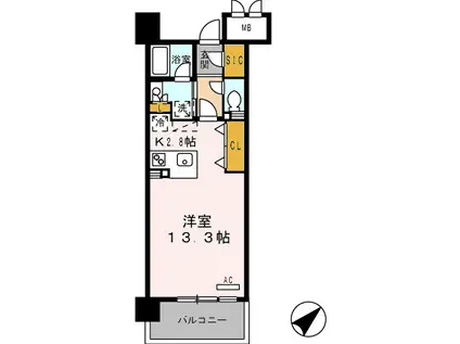 ロイヤルパークス豊洲(ワンルーム/8階)の間取り写真