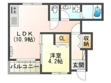 UNO CURACION(1LDK/1階)の間取り写真