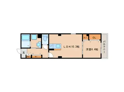 GRANDIR NARA(1K/4階)の間取り写真