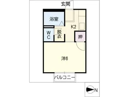 ジュネス・S(1K/2階)の間取り写真