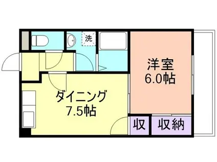 ハイツ春日(1DK/3階)の間取り写真