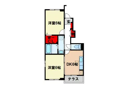 きらら七夕 V(2DK/1階)の間取り写真