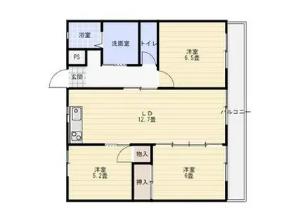 ユニテ井上(3LDK/2階)の間取り写真