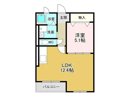 ハートフルタウン・参番館(1LDK/1階)の間取り写真
