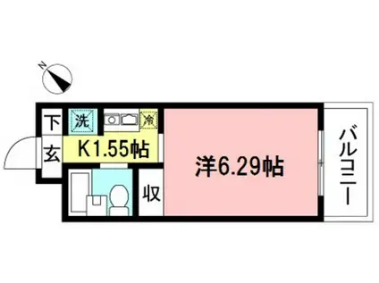 パレス登戸(1K/1階)の間取り写真