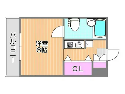 ラ・メール撫川(1K/1階)の間取り写真