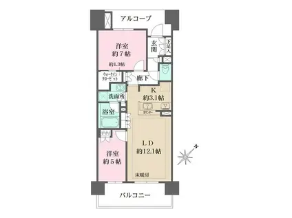 ザ・パークハウス津田沼奏の杜カームレジデンス(2LDK/19階)の間取り写真