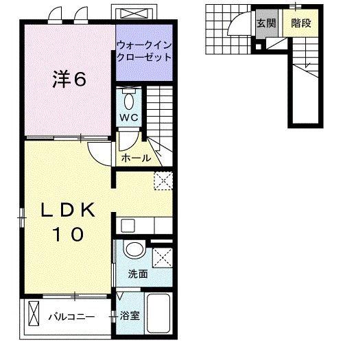 エバーグリーンM.K.T.A(1LDK/2階)の間取り写真