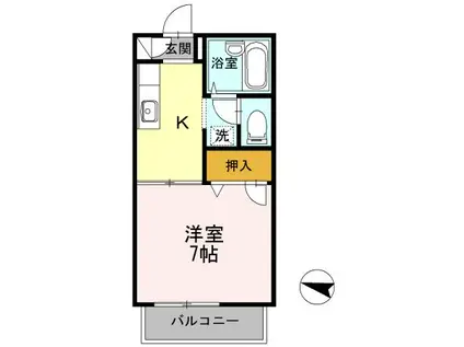 エーデルハイムII(1K/2階)の間取り写真