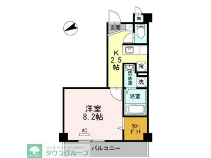 ラ・プランタン(1K/2階)の間取り写真