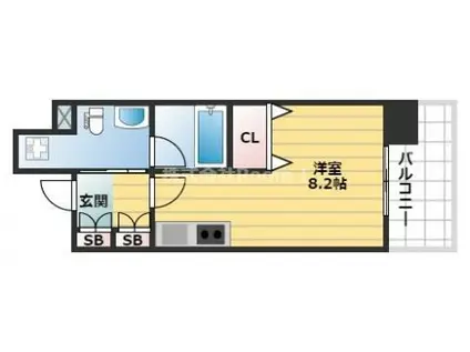 KDXレジデンス本町橋(ワンルーム/10階)の間取り写真