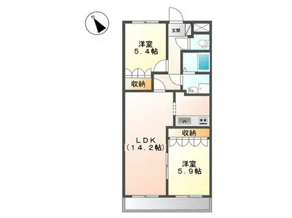 ラ・ポワール(2LDK/2階)の間取り写真