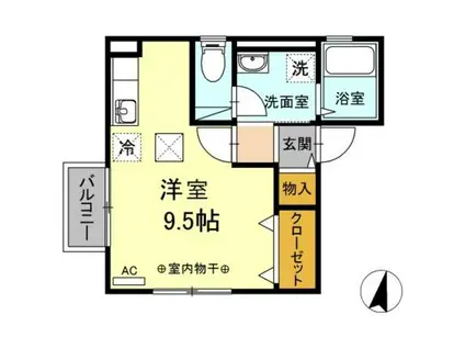 コート立野台(ワンルーム/1階)の間取り写真