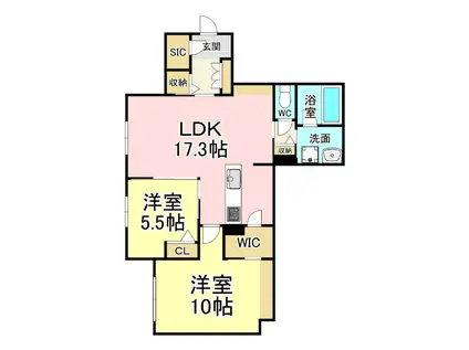 HERITAGE NAKAI MANOIR(2LDK/1階)の間取り写真