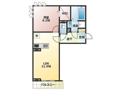 ＪＲ八戸線 本八戸駅 徒歩9分 3階建 築5年(1LDK/3階)の間取り写真