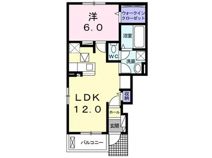 エス・パス ひな(1LDK/1階)の間取り写真