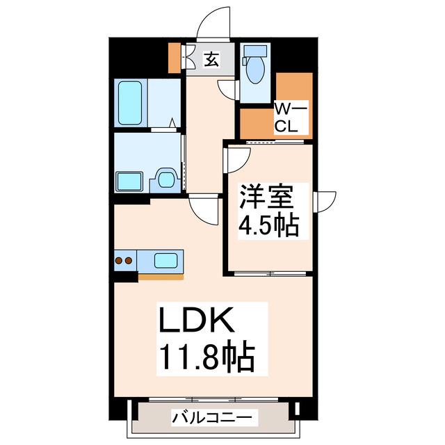 O-HEドリュー熊本駅前(1LDK/7階)の間取り写真