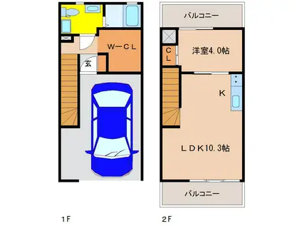 AKHA2(1SLDK/1階)の間取り写真