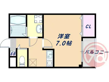 アハトハイクレジデンス南住吉(1K/4階)の間取り写真