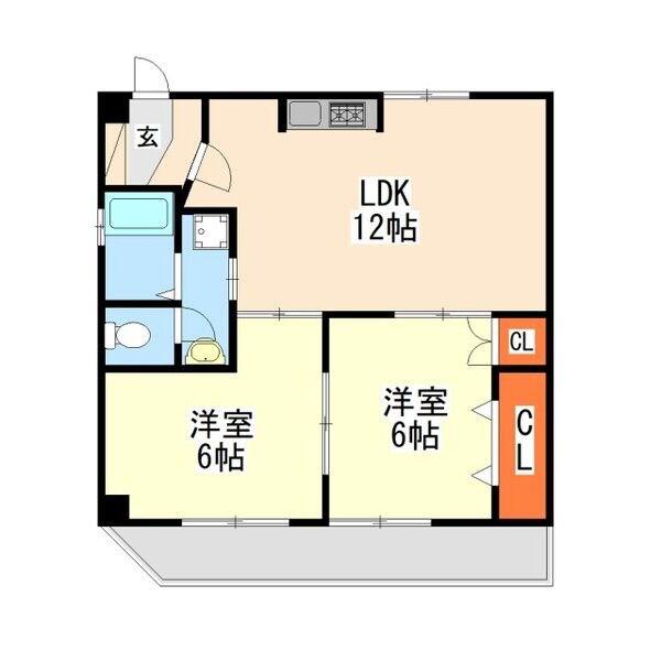 天池ビル(2LDK/2階)の間取り写真