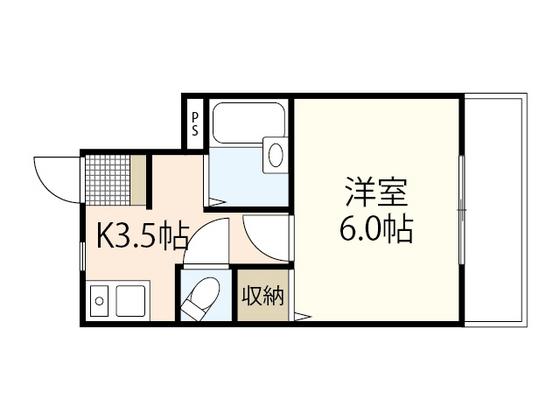 フルーレ矢野(1K/2階)の間取り写真