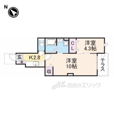 オーセンティック4(1K/1階)の間取り写真