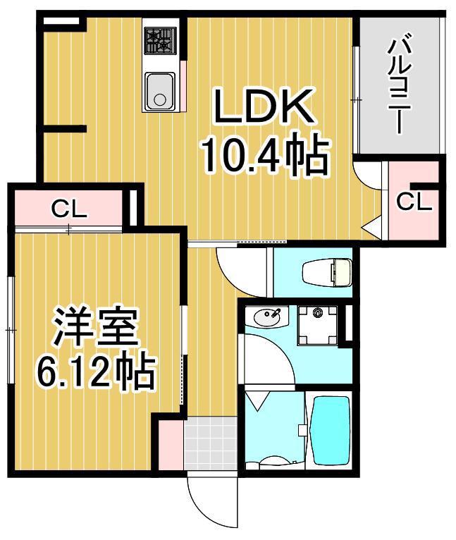 高砂3丁目パレス(1LDK/2階)の間取り写真