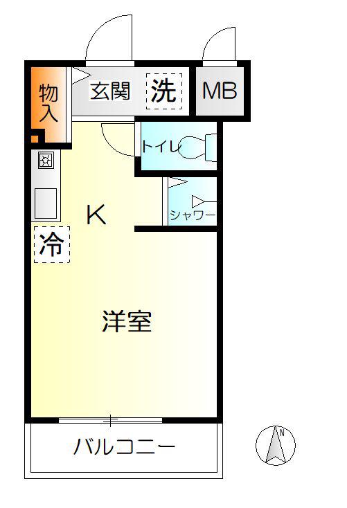 エスペラント(ワンルーム/4階)の間取り写真