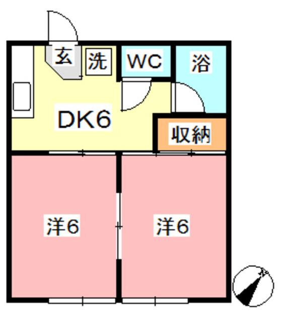 コーポ中沖 A棟(2DK/2階)の間取り写真