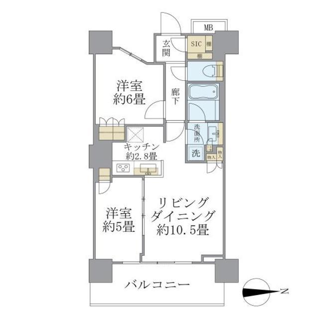 浅草タワー(2LDK/23階)の間取り写真