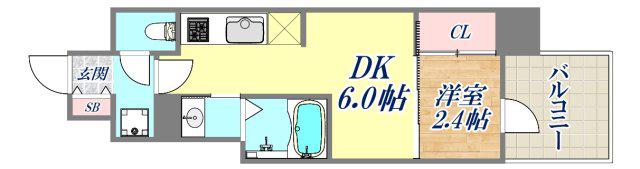 セレニテ三宮リアン(1DK/3階)の間取り写真