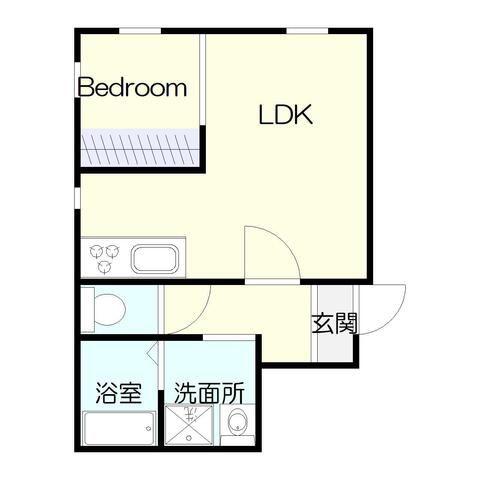 稲荷ノアレジデンス(1LDK/2階)の間取り写真