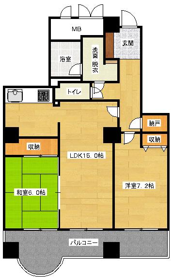 A.CITYタワーズウエスト(2LDK/12階)の間取り写真
