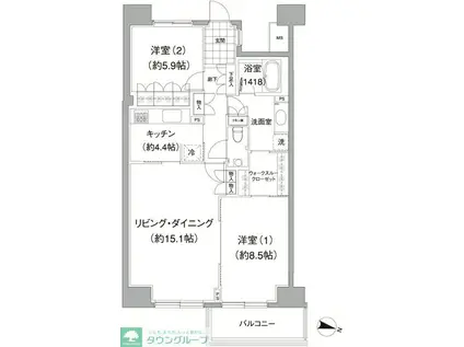 アビティ目黒(2LDK/7階)の間取り写真