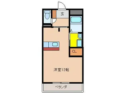 J・FEEL橘(ワンルーム/3階)の間取り写真