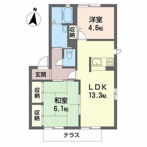 ファミーユ(2LDK/1階)の間取り写真
