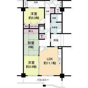 KDXレジデンス夙川ヒルズ 3番館(3LDK/1階)の間取り写真