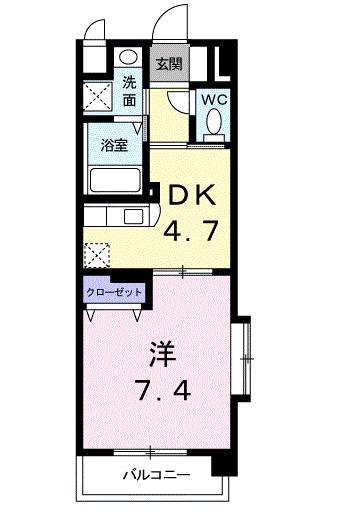 ドエルVI(1DK/4階)の間取り写真