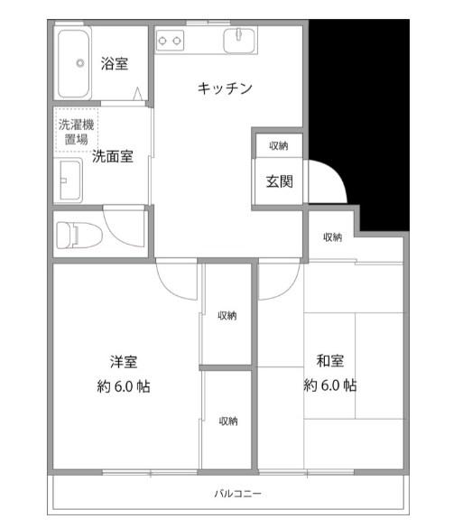 アショカニーペペロミア(2DK/2階)の間取り写真